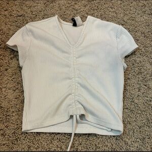 H&M Cream V-Neck Ruched Blouse